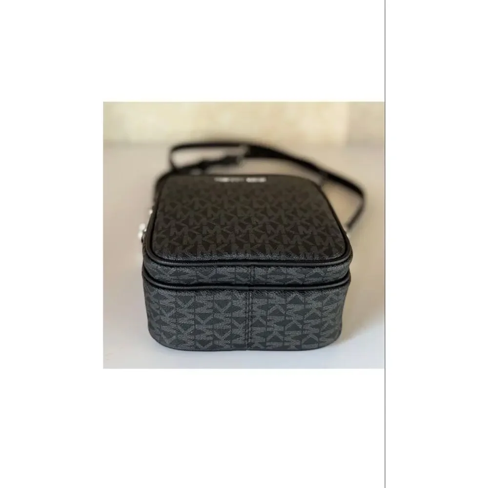 Michael Kors Black Monogram Jet Set Travel Crossbody Bag